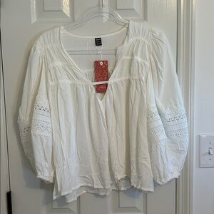 White Boho Blouse with Lace Details